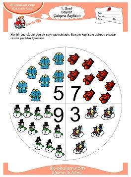 Çocuklar İçin Sayılar Çalışma Sayfaları 